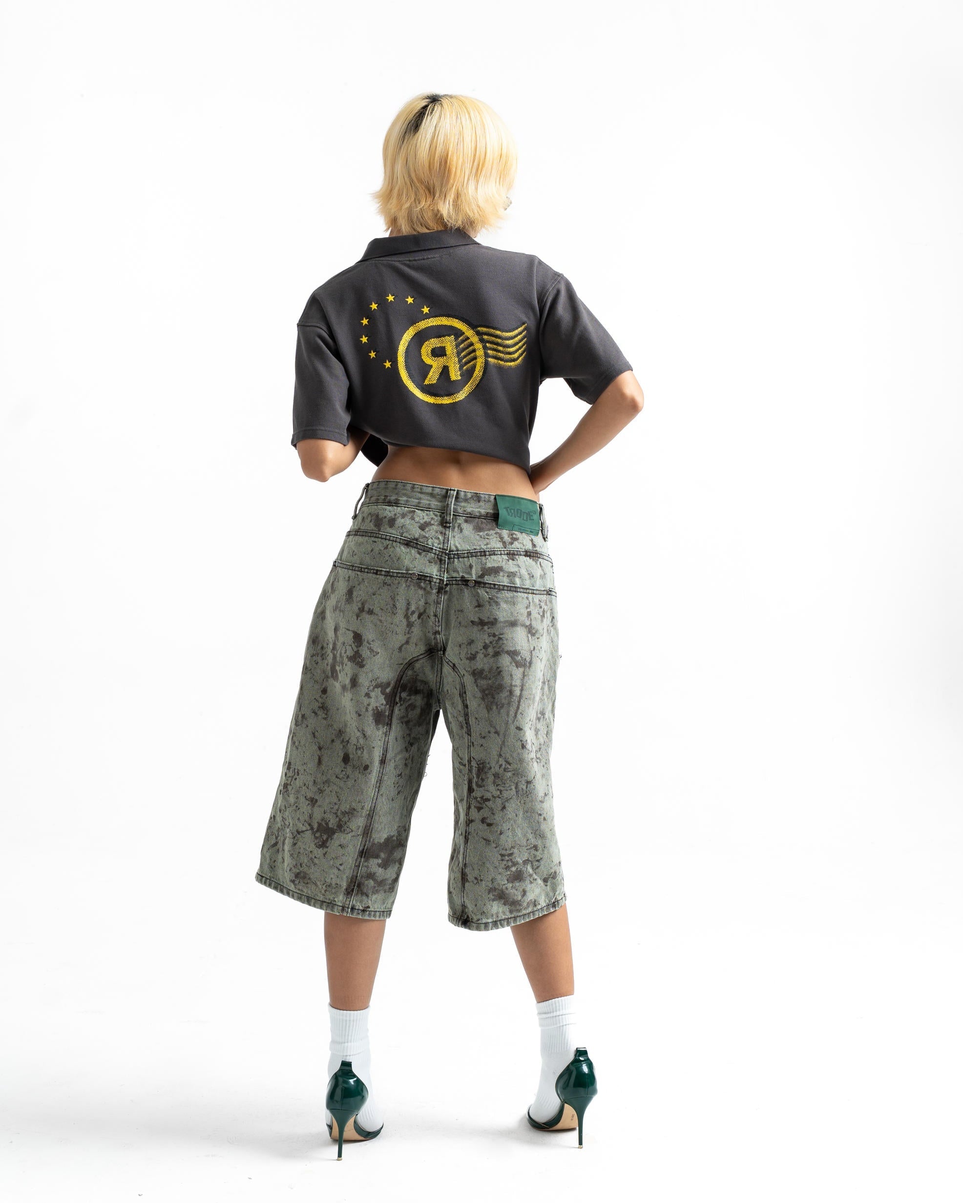 Coated Denim Shorts