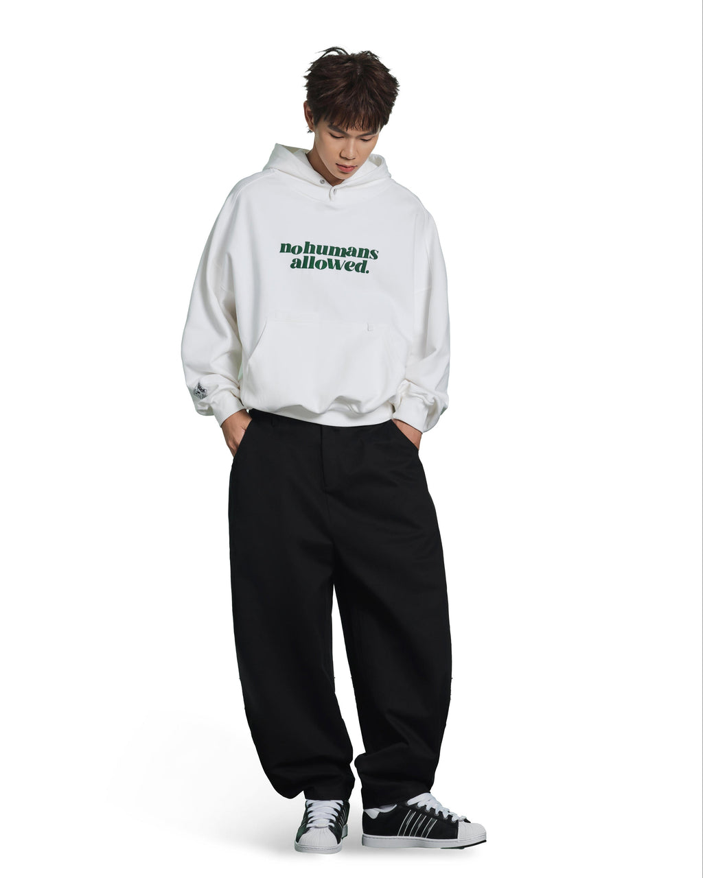 No Humans Allowed Graphic Batwing Hoodie