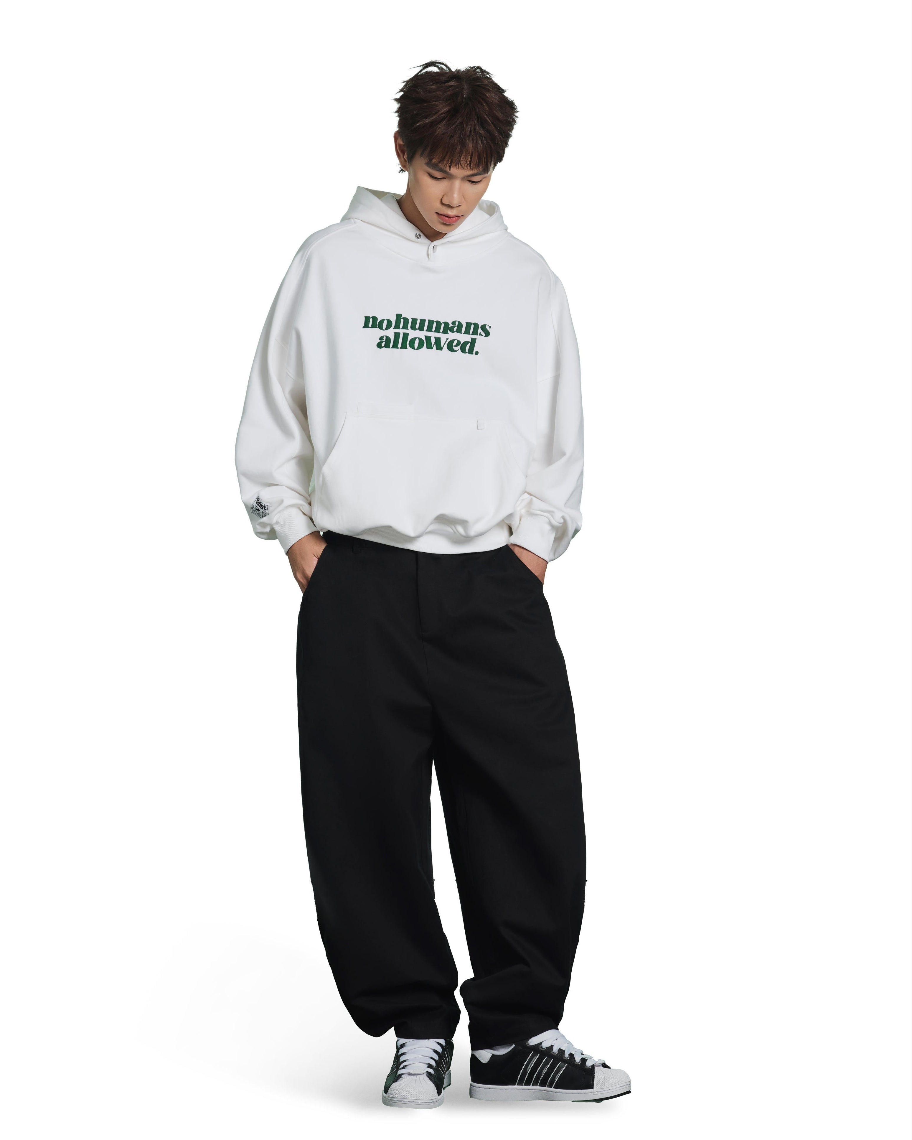 No Humans Allowed Graphic Batwing Hoodie