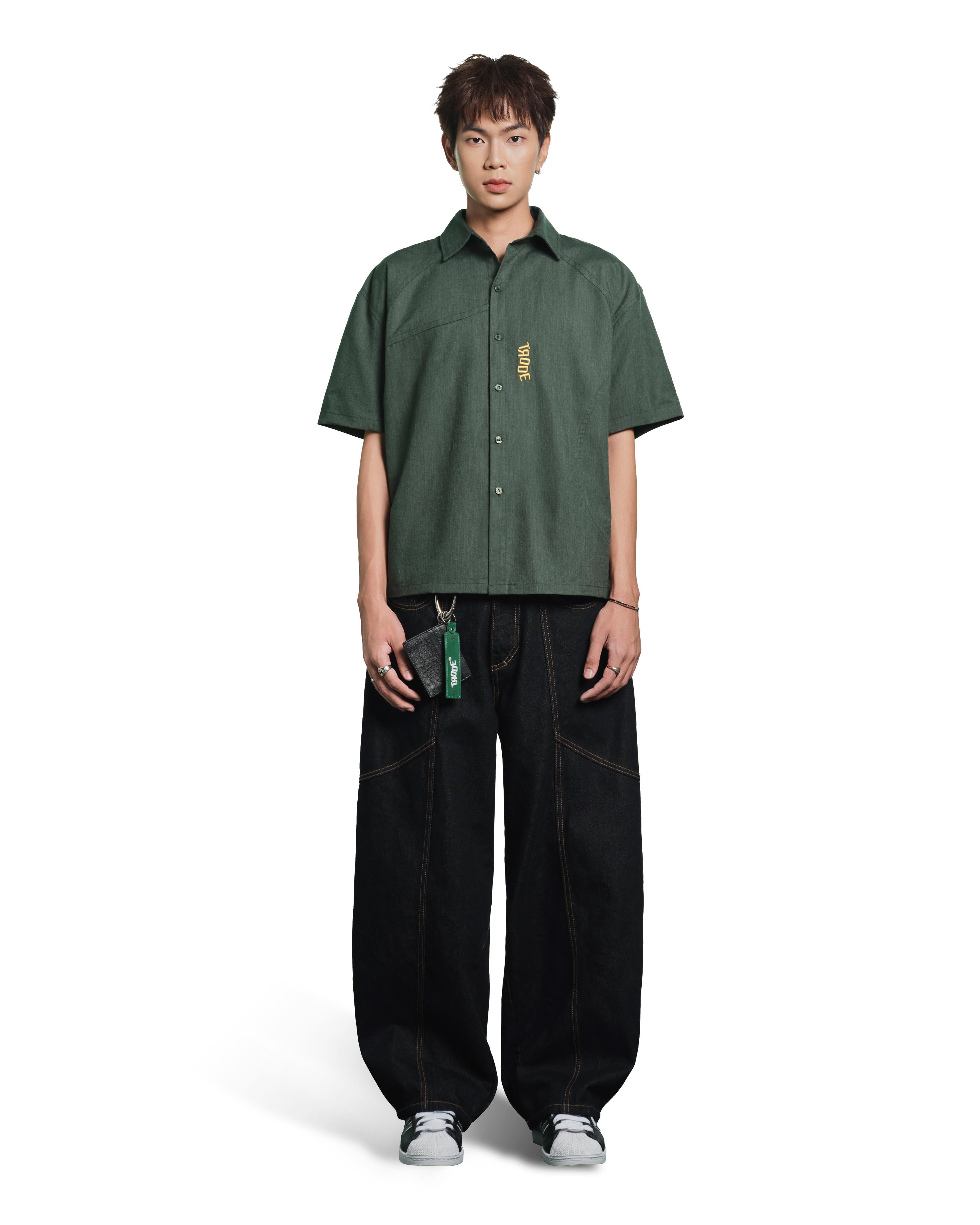 Pocket Cut-Out Short Sleeve Shirt