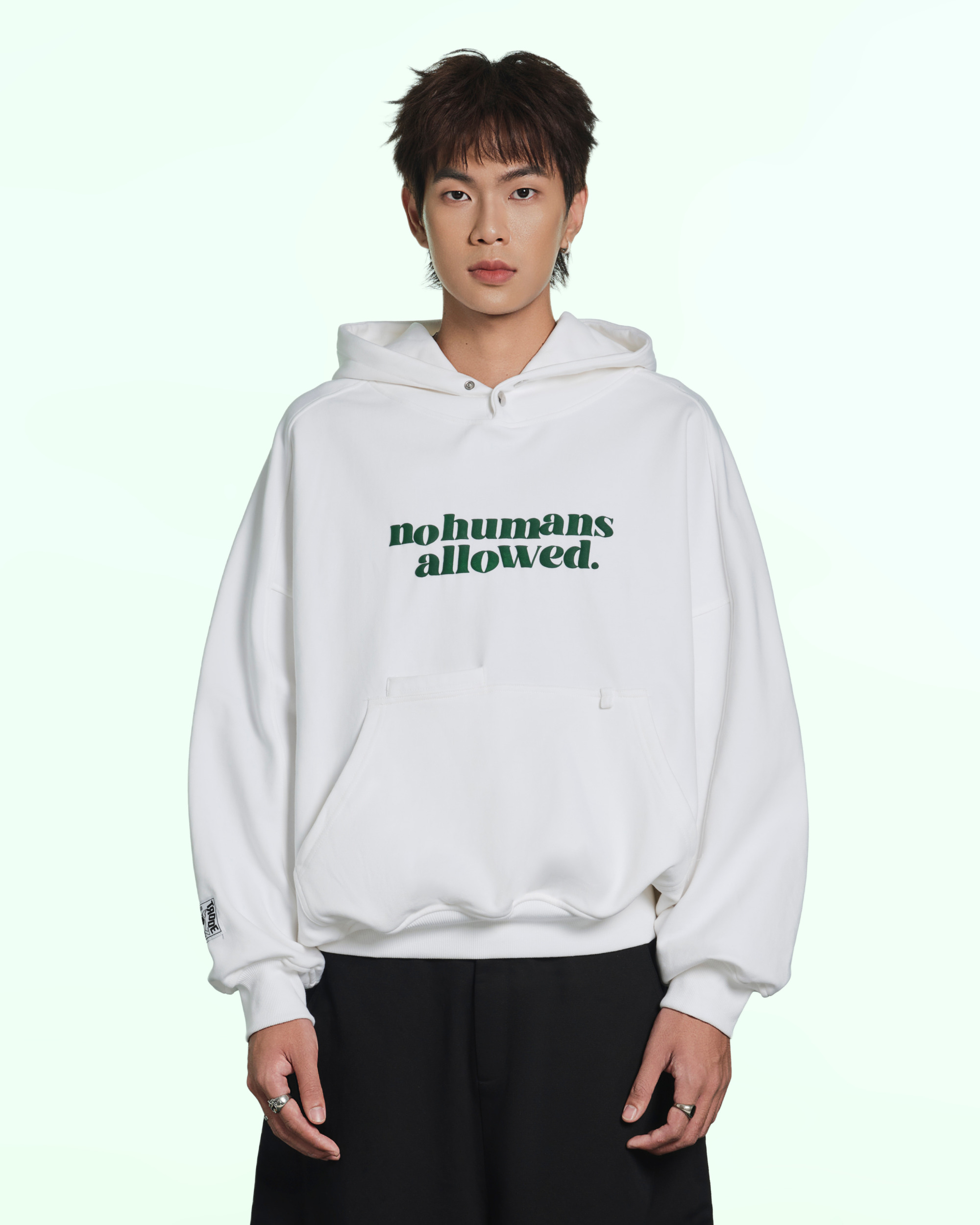 No Humans Allowed Graphic Batwing Hoodie